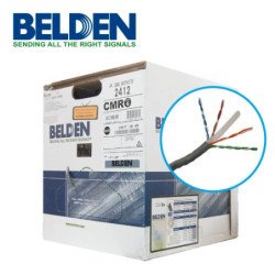 Cable UTP Belden 2412, Cat. 6, Horizontal, 4pr, PVC Jkt, CMRen caja, 305 m, gris.