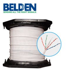 Cable UTP Belden 2412, Cat. 6, Horizontal, 4pr, PVC Jkt, CMRen caja, 305 m, blanco.