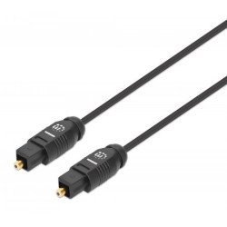 Cable de Audio Digital Optico Toslink MANHATTAN 356077 - 2 m, Macho / Macho, Negro