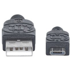 Cable USB Manhattan de alta velocidad versión 2.0 a-micro b 3.0m negro