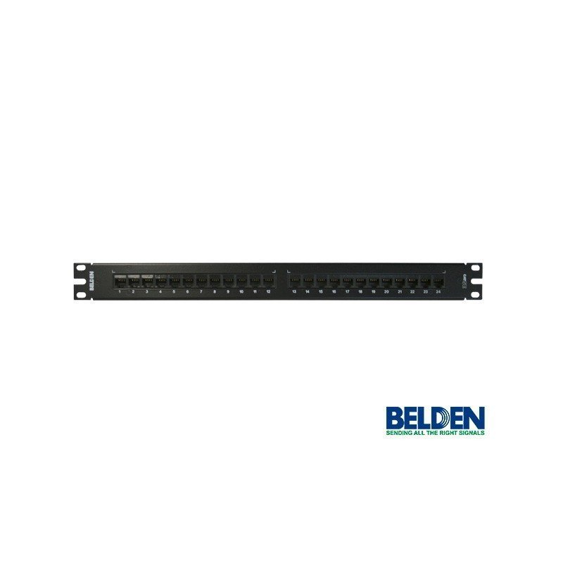 Panel de parcheo Belden de 24 puertos HD-110 precargado, 1u, negro categoría 5e