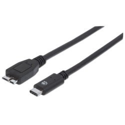 Cable Manhattan USB 3.1 tipo c, macho micro b de 1 m 3amp color negro