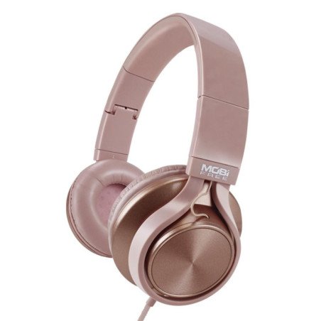 Audífonos on-ear con micrófono mobifree colección metálicos color rosa mm-300