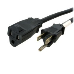 Cable de alimentación StarTech.com - Macho/hembra, 0, 9 m, NEMA 5-15P, Negro, 13