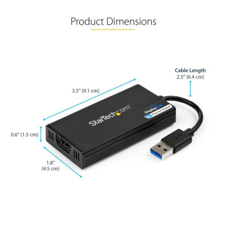 StarTech.com Adaptador Gráfico Externo USB 3.0 a HDMI - UltraHD 4K 30Hz - Certificado DisplayLink - Conversor USB-A a HDMI para