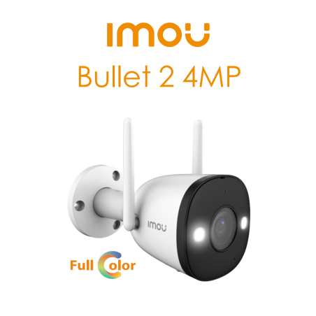 Cámara IP bullet de 4 megapixeles WiFi, full color, lente de 2.8 mm, 102 grados de apertura, 30 m IR, sirena&luz blanca, h.265,
