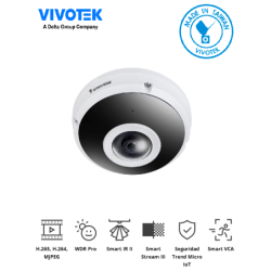 Vivotek fe9391-ehv-v2 - cámara IP fisheye exterior 12 megapixeles, panorámica 360º, Smart ir ii 20m, wdr pro, Smart motion, Smar