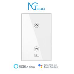 Ngteco ngs102 - apagador inteligente wifi 2 botones touch, control remoto vía app, control por voz, temporizador, panel táctil d