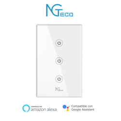 Ngteco ngs103 - apagador inteligente wifi 3 botones touch, control remoto vía app, control por voz, temporizador, panel táctil d