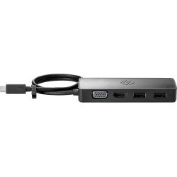 HP USB-C Travel Hub 7PJ38AA, USB 3.2 Gen 1 (3.1 Gen 1) Type-C, HDMI, USB 3.2 Gen 1 (3.1 Gen 1) Type-A, VGA, 3840 x 2160 Pixeles