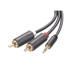 Cable Adaptador de 3.5mm Macho a 2 RCA Macho, 3 Metros, Color Gris, Bl