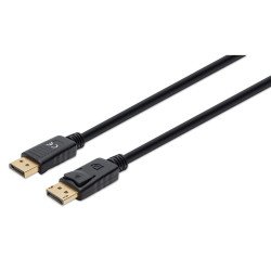 Cable DisplayPort 8k, macho a macho, 2 m, contactos chapados en oro, forro de PVC y conector con seguros, negro