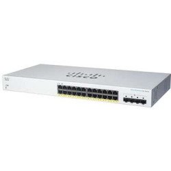 Switch CBS220 Administrable Smart Capa 2, 24 puertos Gigabit Ethernet, PoE+ con 382W totales, 4 Puertos SFP (4x1G), el smartnet