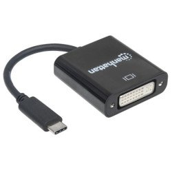 Convertidor de video Manhattan USB 3.1 tipo c macho a DVI hembra color negro