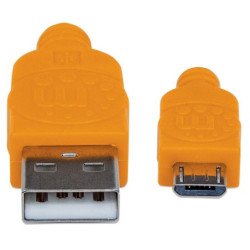 Cable Manhattan USB 2.0 tipo a - micro b USB, 1.0 mts azul/naranja para dispositivos móviles
