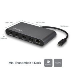 StarTech.com Mini Dock Thunderbolt 3 para Doble Pantalla de 4K con HDMI - Docking Station para Mac y Windows - Descontinuado,