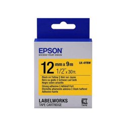 Cinta Epson LabelWorks LK-4YBW Negro sobre Amarillo, 12mm x 9m