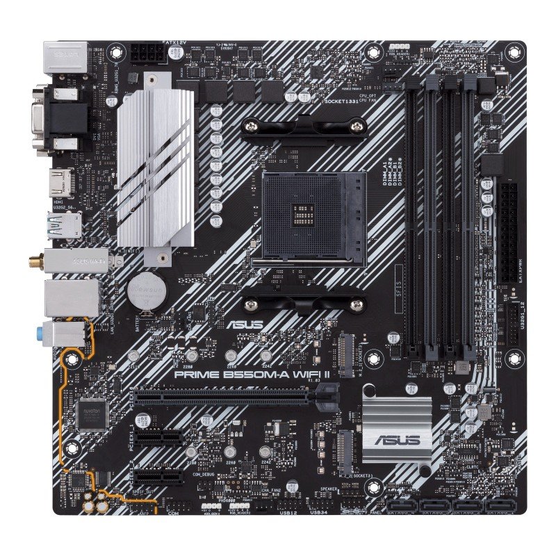 Tarjeta madre Asus PRIME B550M-A WIFI II, Socket AM4, AMD Ryzen, DDR4-SDRAM, 128 GB