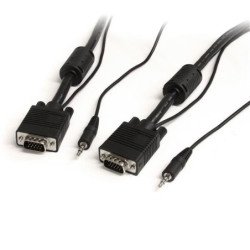 Cable coaxial StarTech.com - 7.62 m, VGA (D-Sub) + 3.5 mm, VGA (D-Sub) + 3.5 mm, Macho/Macho, Negro