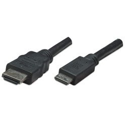 Cable Manhattan mini HDMI - HDMI 1.8 mts bolsa, blindado negro