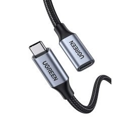 Cable USB-C Macho a USB-C Hembra, 1metro, USB-C 3.1 Gen 2, Compatible con Thunderbolt 3, Carcasa de Aluminio, Nylon Trenzado