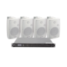 Kit de amplificador de audio 120w para rack, 4 altavoces de pared color blanco 2.5w - 20w, sistema 70, 100v