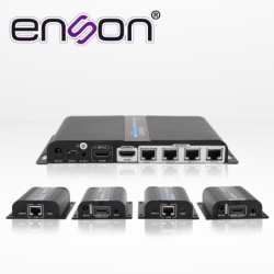 Distribuidor extensor HDMI Enson ens-ex704 con 4 extensores de hasta 40m con cable 100% cobre cat6 a 1080p salida HDMI local HDM