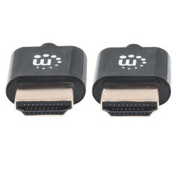 Cable HDMI ultra delgado Manhattan de alta velocidad con Ethernet HDMI m m hec, arc, 3d, 4k blindado color negro 1m (3ft)