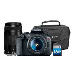 Cámara de Fotografía. Canon Kit EOS REBEL T7+MALETIN+16GBSD. Tecnología Full HD . 24.1 Megapíxeles. Lente EF-S 18-55mm -