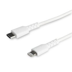 Cable USB-c a lightning de 1m - color blanco - cable USB de carga y alta resistencia - certificado mfi