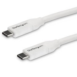 Cable 4m USB-C a USB-C con capacidad para Entrega de Alimentación de 5A, USB Tipo C, Cable de Carga USBC, USB 2.0, Blanco, Extre