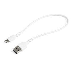 Cable Resistente USB-A a Lightning de 30 cm Blanco, Cable de Sincronización Carga para iPhone iPad, Certificado MFi de Apple, Ex
