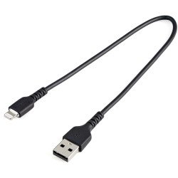 Cable Resistente USB-A a Lightning de 30 cm Negro, Cable de Sincronización Carga para iPhone iPad, Certificado MFi de Apple, Ext