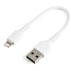 Cable Resistente USB-A a Lightning de 15 cm Blanco, Cable de Sincronización Carga para iPhone iPad, Certificado MFi de Apple, Ex