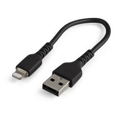 Cable Resistente USB-A a Lightning de 15 cm Negro, Cable de Sincronización Carga para iPhone iPad, Certificado MFi de Apple, Ext