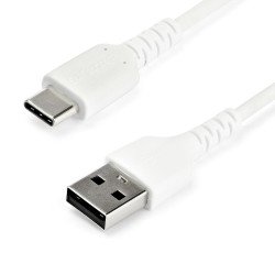 Cable de 1m de Carga USB A a USB C, de Carga Rápida USB 2.0 a USB Tipo C Revestimiento TPE de Fibra de Aramida M M 3A Blanco