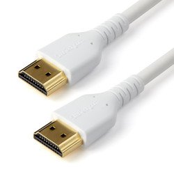 Cable HDMI Alta Velocidad 2m con Ethernet, Premium, Blanco, Fibra Aramida, Extremo Secundario  1 x 19-pin HDMI 2.0