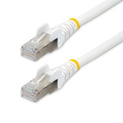 Cable de 2.1m de Red Ethernet CAT6a, Blanco, LSZH, 10Gb, 500MHz, PoE++ de 100W, Snagless sin Pestillo, RJ-45, S FTP