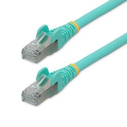 Cable de 1.8m de Red Ethernet CAT6a, Aguamarina, LSZH, 10Gb, 500MHz, PoE++ 100W, Snagless sin Pestillo, RJ-45, S FTP
