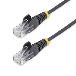 Cable de 15cm de Red Ethernet Cat6 Delgado Sin Enganches, Cable de Red Snagless, Negro, Extremo Secundario  1 x RJ-45 Network