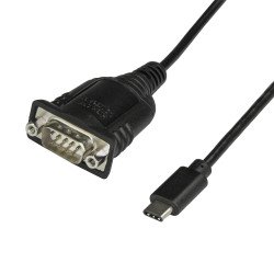 Cable Adaptador USB Tipo C a Serial DB9 RS232 con Retención de Puertos COM de 40cm, USBC a Serial, para Windows Mac y Linux