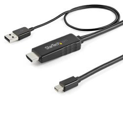 Cable Convertidor HDMI a Mini DP de 2m, 4K, Alimentado USB, Mac & Windows, Extremo Secundario  1 x Mini DisplayPo