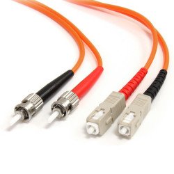 Cable de 1m de Fibra Óptica Multimodo Dúplex 62.5 125 LSZH ST SC, Adaptador de ST a SC, Extremo Secundario  2 x SC Network
