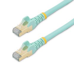 Cable de 2m CAT6a Ethernet Aguamarina, Cable de red 10Gb Cat6a Snagless Blindado RJ45 PoE de 100W, 10GbE con Certificación UL