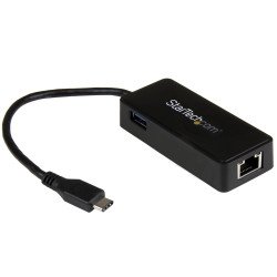 Adaptador de Red Gigabit USB-C con Puerto USB StarTech.com US1GC301AU - Negro