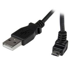 Cable adaptador 50cm USB a macho a micro USB b macho acodado en ángulo hacia arriba para teléfono móvil - 1 x tipo a macho USB -