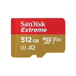 Memoria SanDisk extreme 512GB micro sdxc 190mb, s 4k clase 10 a2 v30 c, adaptador