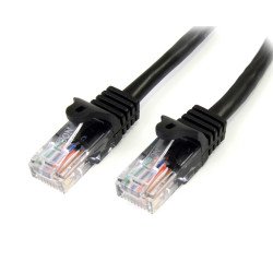 Cable de Red de 0.5m Negro Cat5e Ethernet RJ45 sin Enganches, Extremo Secundario  1 x RJ-45 Network, Male, Cable de conexión, Or