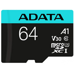Micro Secure Digital Premier A2 Adata UHS-I 64GB - 64 GB, Negro, UHS-I Class 10
