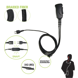 Micrófono con cable de fibra trenzada serie snap compatible con conector multipin Motorola serie gp(plus) y serie ex.